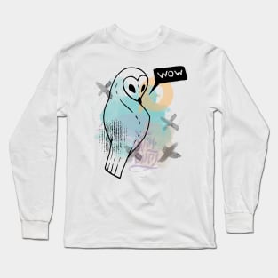 Owl abstract collage Long Sleeve T-Shirt